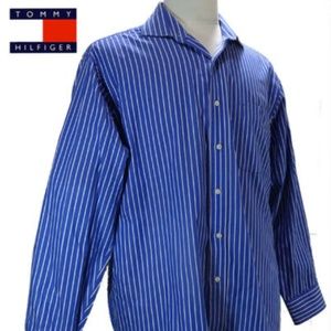 Tommy Hilfiger Mens Dress Shirt 34-35 Blue White